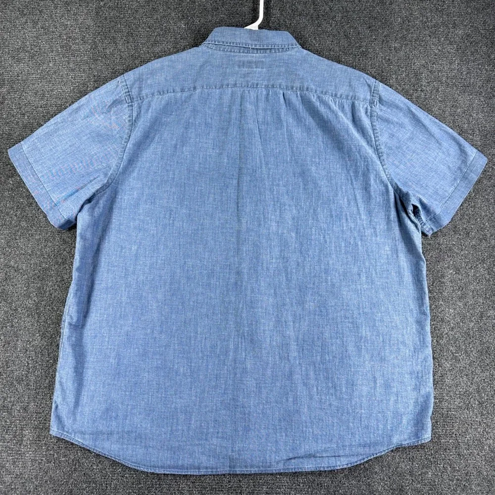 Banana Republic Mens‎ XL Blue Chambray Short Sleeve Button Down Untucked Shirt